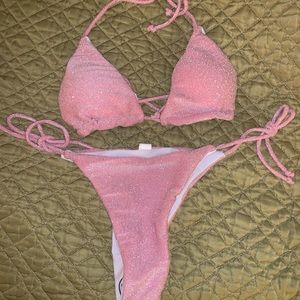 Glitter sparkle pink bikini set